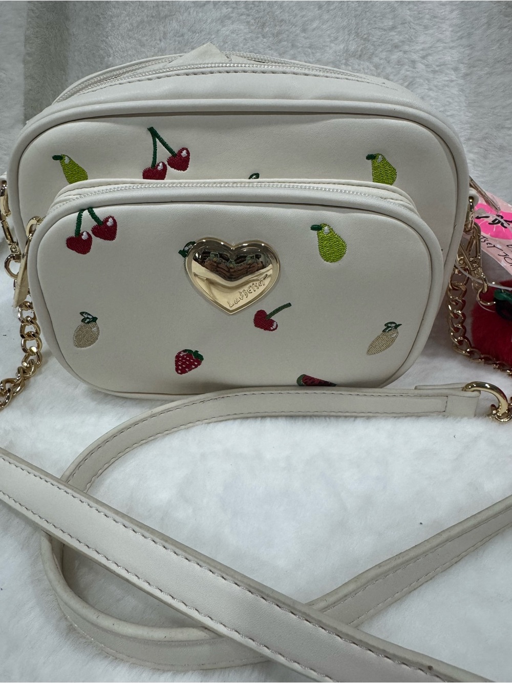 NWT Betsey Johnson Crossbody Bag with Fruit Embroidery